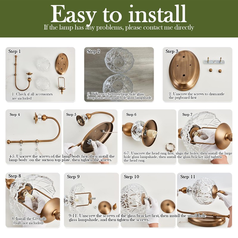 Piepooye Vintage Gold Wall Sconce with Glass Globe Shade Mid