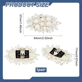 FINGERINSPIRE 1 Pair Pearl Flower Shoe Clips 3.7x6.4cm White Bridal Wedding Floral Shoes Clips Charms with Crystal Beads Detachable Handmade Flower Shoes Buckle Clips for Women Girls Brides