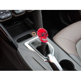 Bashineng Skull Shift Knob Handle Gear Stick Shifter Transmission Shifting Lever Universal Fit Most Manual Automatic Cars Truck SUV Vehicle (Red)