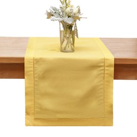 Table Runners Long with Hemstitched Natural Fabric Table Runner Rectangle Machine Washable 16" x 144" - Yellow