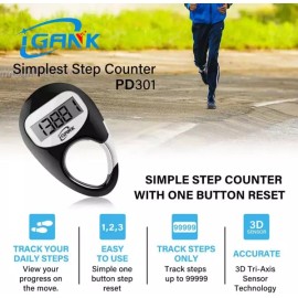 iGANK 남성 여성 를 위한 iGANK 심플 워킹 만보계 3D 스텝 카운터 [Blue] iGANK Simple Walking Pedometer 3D Step Counter for Men and Women [Blue]