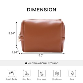 bagINBAG QIANPA Cute Small Pouch, Makeup Cosmetic Bag,Make up Bag for Purse,Toiletry Zipper Pouch,Tech Bag,Electronic Organizer Travel Case,Storage Pouches for Organization Brown