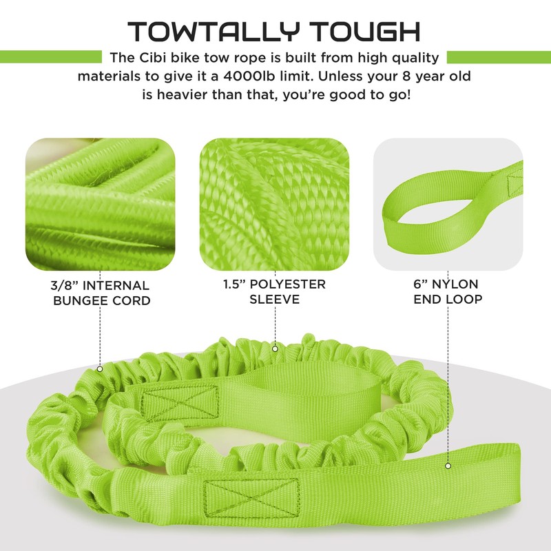 Cibi Bike Bungee Tow Rope - Heavy-Duty Uphill Cyclist Tow