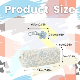 fKiZanthene 1 Piece Flower Pencil Case and 1 Piece Flower Keychain for Girls, Cute Pencil Case, for School & Home Stationery Storage
