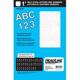 Headline Sign Stick-On Vinyl Letters and Numbers, White, 1-Inch