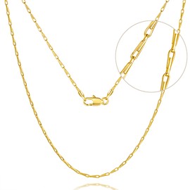 Dainty 14K Gold Necklace for Women Trendy Simple Necklaces for Womens Sunflower Seed-Shaped Link Thin 14K Gold Chain for Women Mens Golden Necklace Stack Golden Jewelry for Womens 16-24IN 1.3MM (18in)