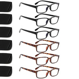 Kerecsen Paquete de 6 gafas de lectura con bloqueo de luz azul, lectores con bisagra de resorte para hombres y mujeres, anteojos para com...