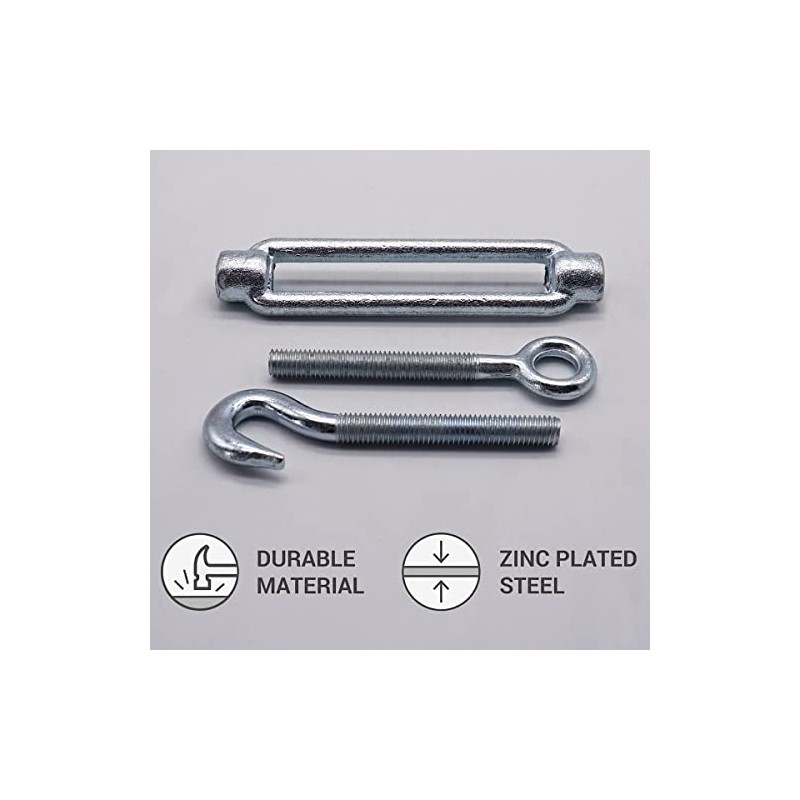 (Pack of 4) Turnbuckle Wire Tensioner M8 Adjustable Turnbuckles Hook