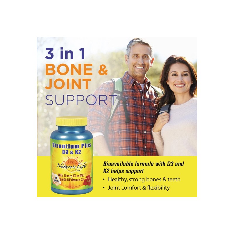 Nature's Life Strontium Plus Vitamins D3 & K2 | 60
