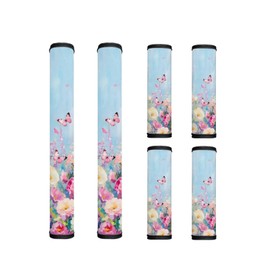Txsniver 6 PCS Refrigerator Door Handle Gloves Anti-Skid Kitchen Home Appliance Decor Protector for Fridge Dishwasher Oven with Hook and Loop Fastener, Butterfly Floral