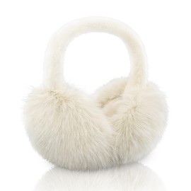 WATAME Faux Fur Ear Muffs Winter Women Girls Cute Earmuffs Fluffy Ear Warmers Soft Foldable Ear Muffs Outdoor (Khaki)