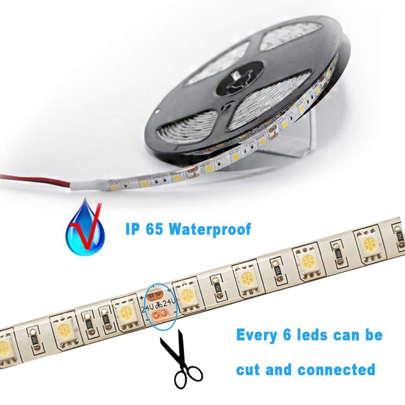 Tesfish 5m/Reel DC 24V 5050 Warm White Color LED Strip