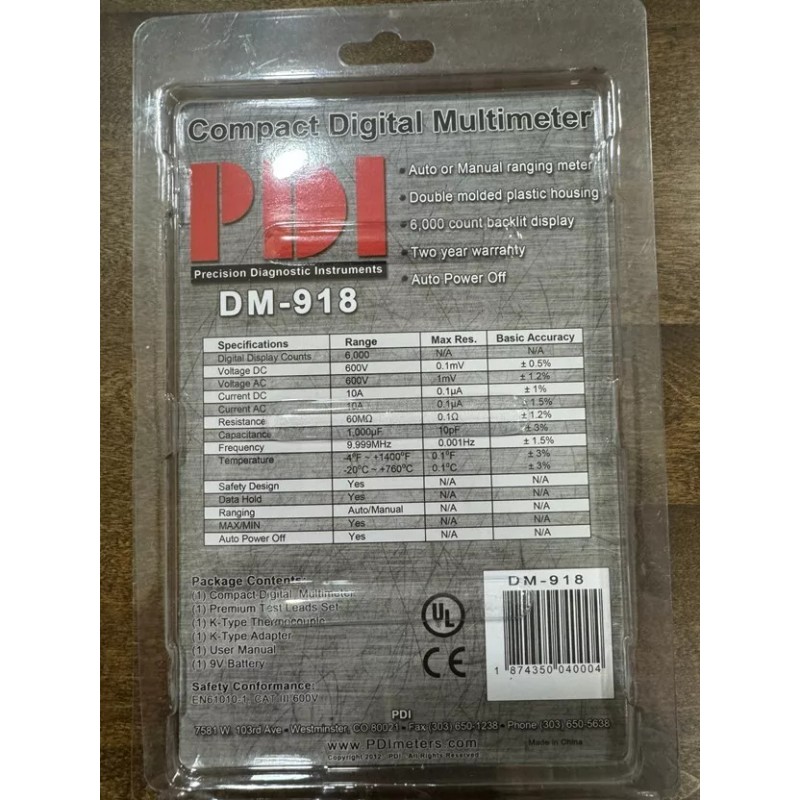 PDI DM-918, Multimeter, Digital Compact