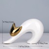 YUNSHID Abstract Elegant Yoga Cat Statue, White and Gold Decor,