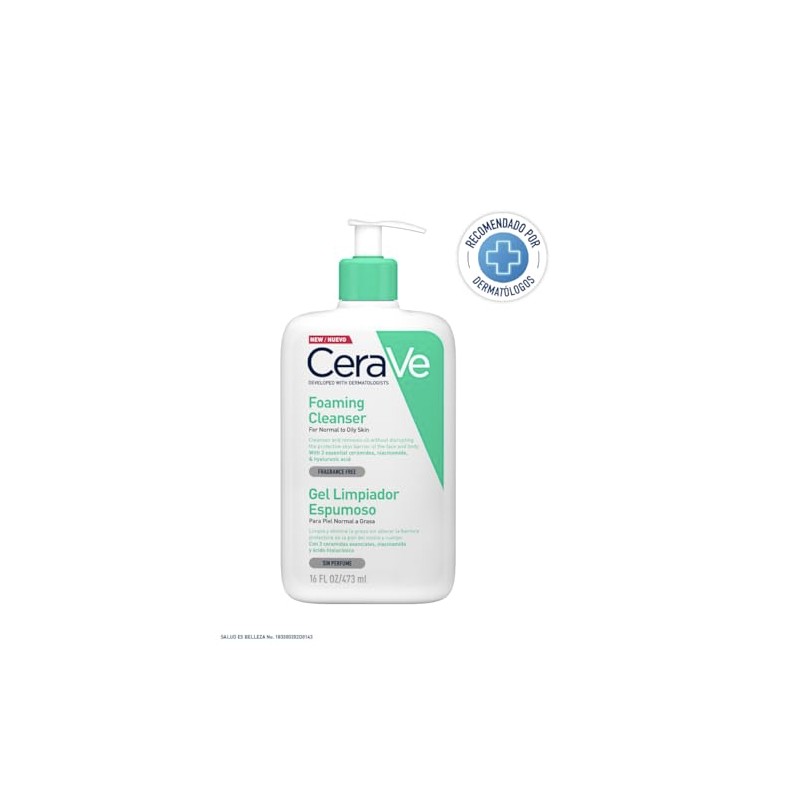 Cerave Gel Limpiador Espumoso Piel Normal Grasa Ceramidas Esenciales Niacinamida