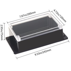 Raculety Junction Box IP65 Waterproof ABS Plastic Electrical Project Case Power Junction Boxes, Clear Cover Project Box with Fixed Ear 7.87 x4.72 x2.95 inch (200x120x75 mm)