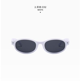 TECH-LINE-DIRECT FASHION ACCESSORIES Retro Oval Sunglasses 90s Vintage Narrow Small Tiny Oval Sun Glasses Womens/Mens (White Frame + Black Lens)