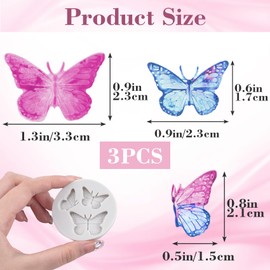 YALOJE 3pcs Food-Grade Silicone Butterfly Mold Sets, Reusable Cute Fondant Molds, Mini Butterfly Polymer Clay Craft Mold, Flexible Chocolate Making Molds for Candy, Baking, DIY - Grey