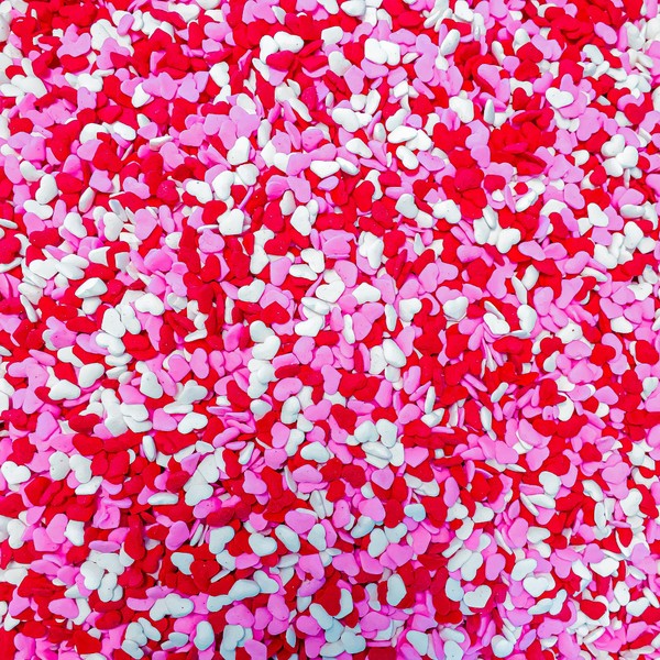 Sprinkle Deco Valentine Red, White & Pink Heart Shapes Edible