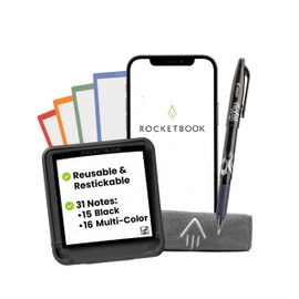 Rocketbook Reusable Sticky Notes, Restick and Reorganize Memo Pads, 3"x3", 16 Multi-Colored and 15 Black Sticky Notes, Includes Pen, Towel + Carrying Case (Kit of 2)