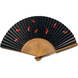 Hanakanzashi Women's Goldfish Paper Fan, Large, 8.5 inches (21.5 cm), Goldfish 616 615, navy