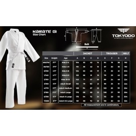 TOKYODO Karate gi Karate Uniform for Kids & Adults, Lightweight, Unisex with White Belt (Black, 000/110cm (3’7”))