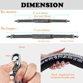 ZINZ 77 Inch Shoulder Strap Univesal Bag Strap with Fixed Pad Ultra Thick Plus Long & Breathable Cushion, Replacement Strap for Bags,Black White Jacquard