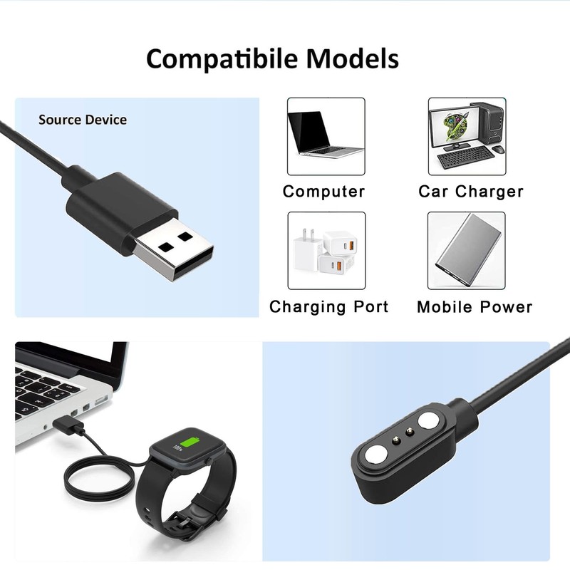 ZZrszhp 【2-Pack】 Magnetic Charger for ROHS/Bark/Jacoosa K62 Smart Watch -
