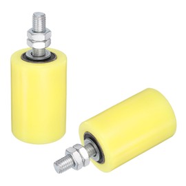 uxcell 2Pcs Slide Gate Guide Roller,2" Dia x 2-3/4" Length Nylon Rollers Gate Support Assembly, Universal Sealed Ball Bearing Rolling Gate Guider for Sliding Door, Yellow