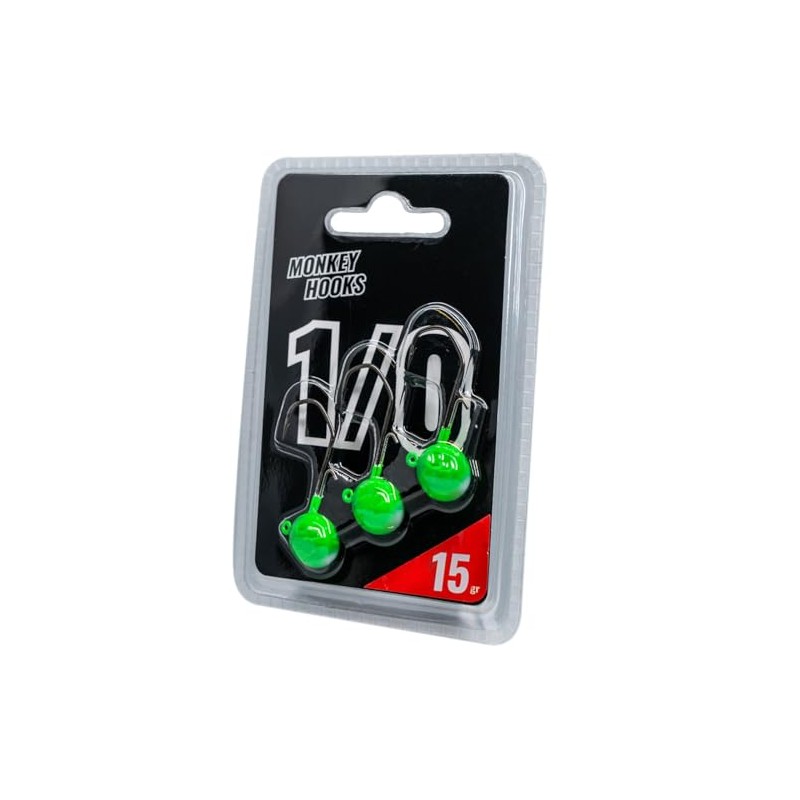 Monkey Lures Hook - 3 Jig Heads, Size/Weight/Colour: Size 1/0