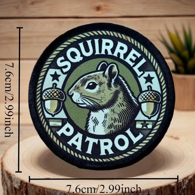 Patches for Backpacks, Funny Secret Squirrel Patrol Printing Patches Embroidered
