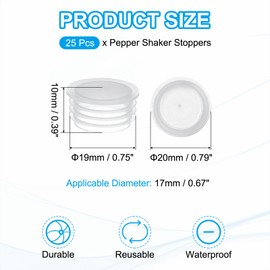PATIKIL Salt and Pepper Shaker Stoppers 17mm/0.67", 25Pcs Plastic Salt Shaker Plug Replacement Reusable Clear Round End Cap for Pots Bottles Pipes