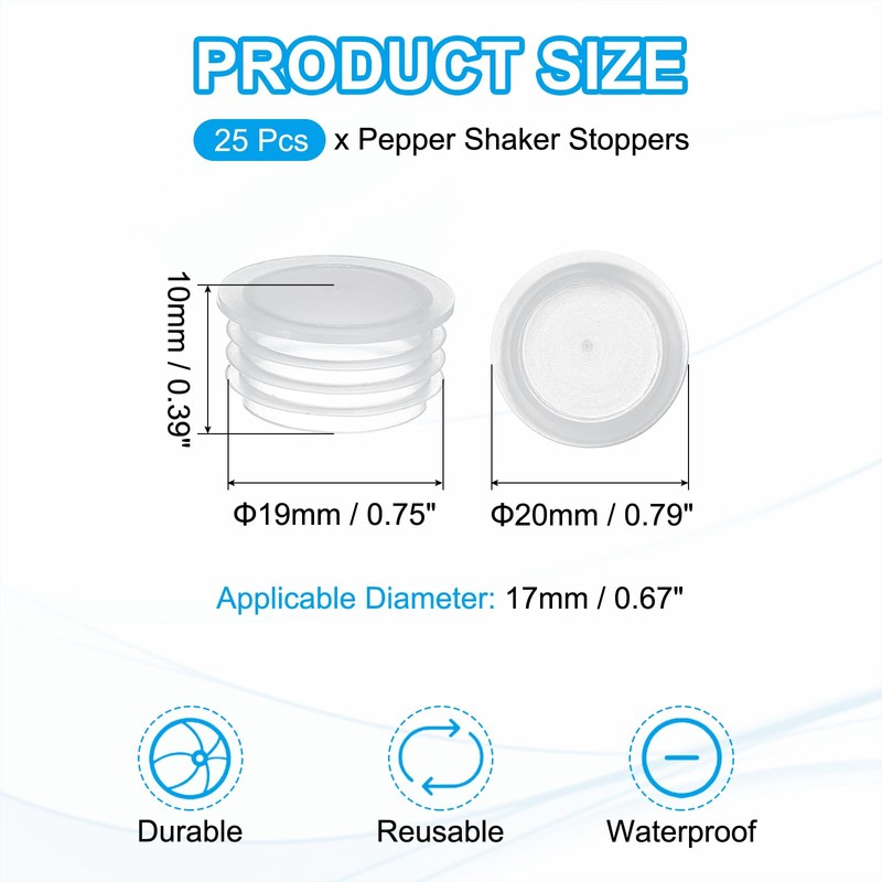 PATIKIL Salt and Pepper Shaker Stoppers 17mm/0.67", 25Pcs Plastic Salt