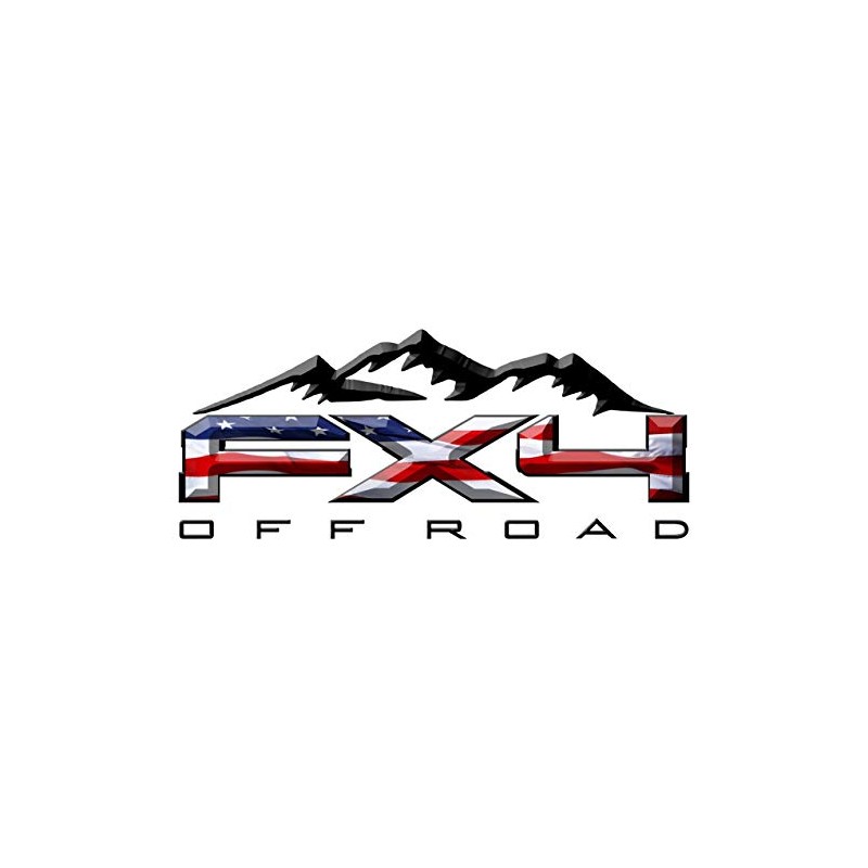 2 x Gloss Black 3D American Flag Off Road Mountains