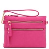 Multi Zipper Pocket Small Wristlet Crossbody Bag (Fuchsia)