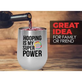 Flairy Land Gift For Hula Hoopers Silver Wine Tumbler 12oz - Hooping is my - Hula Gym Pilates Workout Hula Hoop Dance Hula Hooping Hooper Gifts Hula Hoop Lover Hula Hoop Dancer