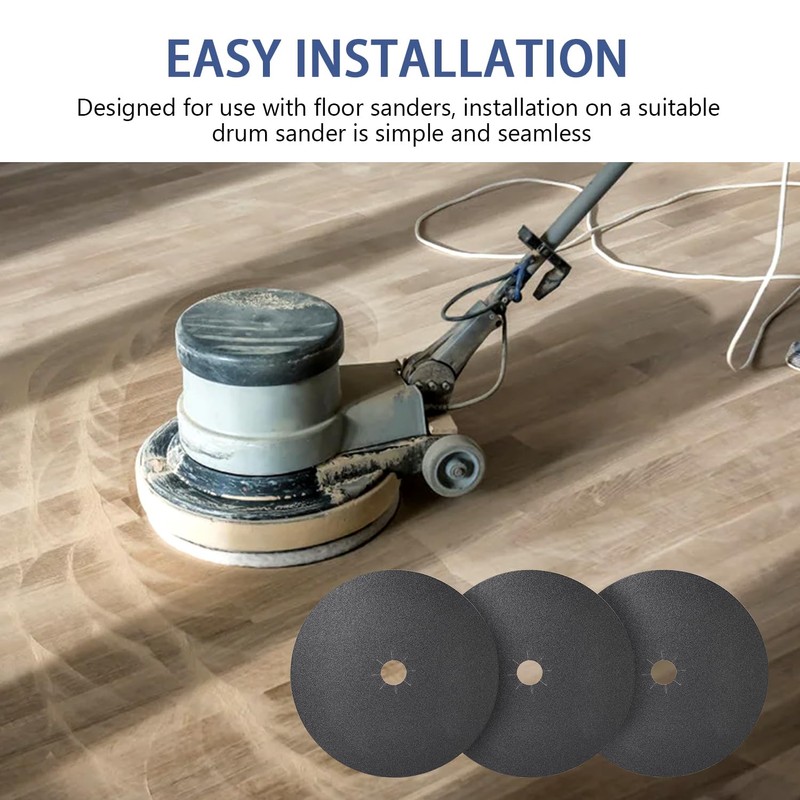 HUAALIUCHE Floor Sanding Disc Cloth-Backed Silicon Carbide，17" x 2" Holes
