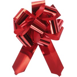 TOP-VIGOR 10Pcs 4 Inch Metallic Large Big Pull Bow Gift Wrapping Bows Ribbon for Wedding Car Baskets Presents Christmas Bow, Red