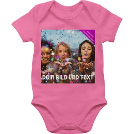 Geschenk mit Namen personalisiert by Shirtracer - Baby Bodysuit Boy Girl - Photo Own Picture - Photo Gift, 4 Pink