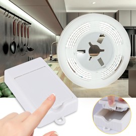 OMIKA 1 Pack COB LED Strip Lights, 3.3ft 320 LEDs Battery LED Strip Lights, Flexible Cuttable Wireless Click Light for Cabinet, Bedroom, Desk, Kitchen, Bedroom,6000K Cool White