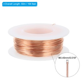 PATIKIL 164 Feet 99.9% Solid Bare Copper Wire, 25 Gauge Pure Copper Wire 0.45mm Soft Beading Wire Metal Plant Stem Ties for Jewelry Craft (50m)