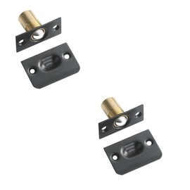 Closet Door Ball Catch Hardware, Stainless Steel Catch Adjustable with Strike Plate,Ball Catch with Strike Plate for Closet Doors, Black Finish 2 Pack