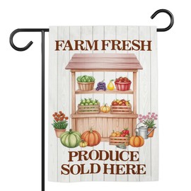 TODOLIA (12"x18") Farm Fresh Produce Sold Here Farm Stand Garden Flag Double Sided, Locally Grown Self Serve Farmer's Goods Outdoor Decor Yard Porch Patio, Farmer Gift For Family, Friend (no flagpole)