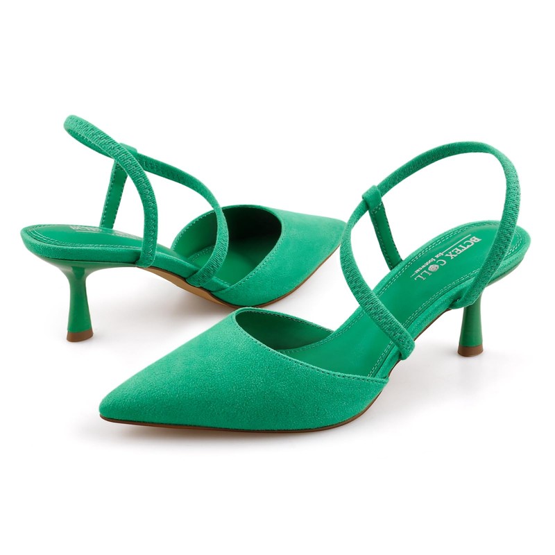 BCTEX COLL Women's Kitten Heel Slingback Closed Pointed Toe Low