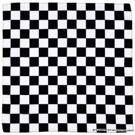 Bandanna blanco y negro a cuadros ~ arte ponible 100% algodón, bufanda, Negro Blanco, Talla única