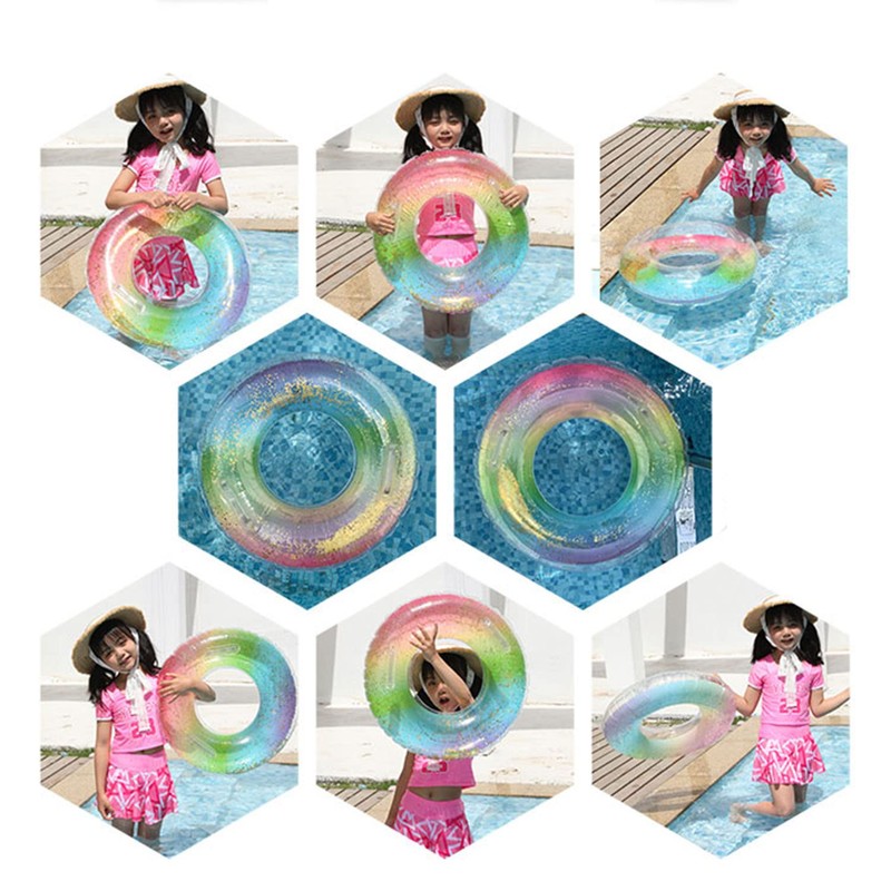 Float Ring, O Shape, Glitter, Rainbow Type, Multi-functional Float, Includes