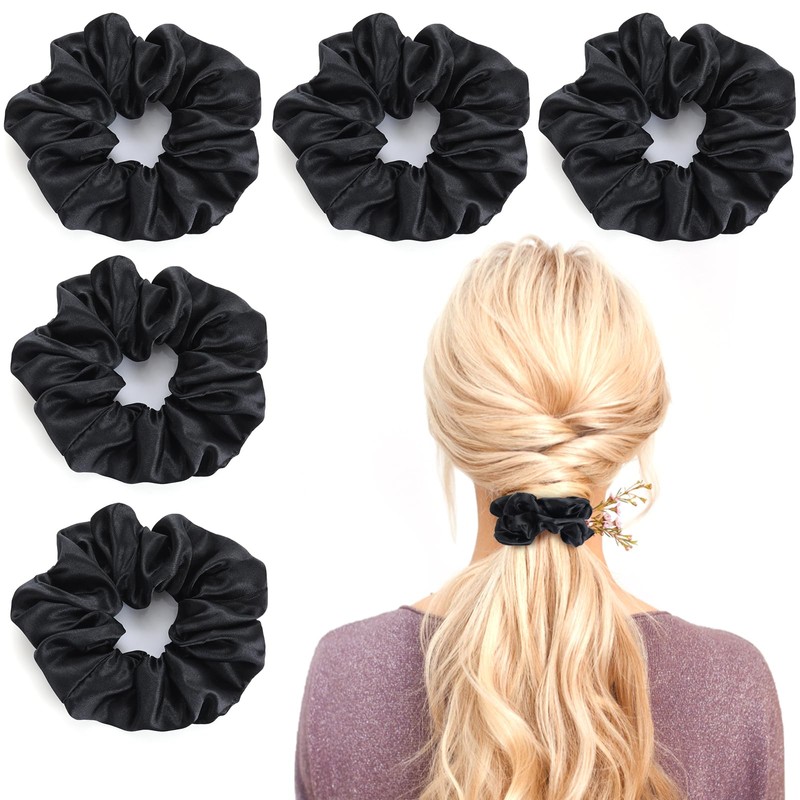 WLLHYF 5 Pieces Satin Hair Bobbles Soft Satin Hair Bobbles