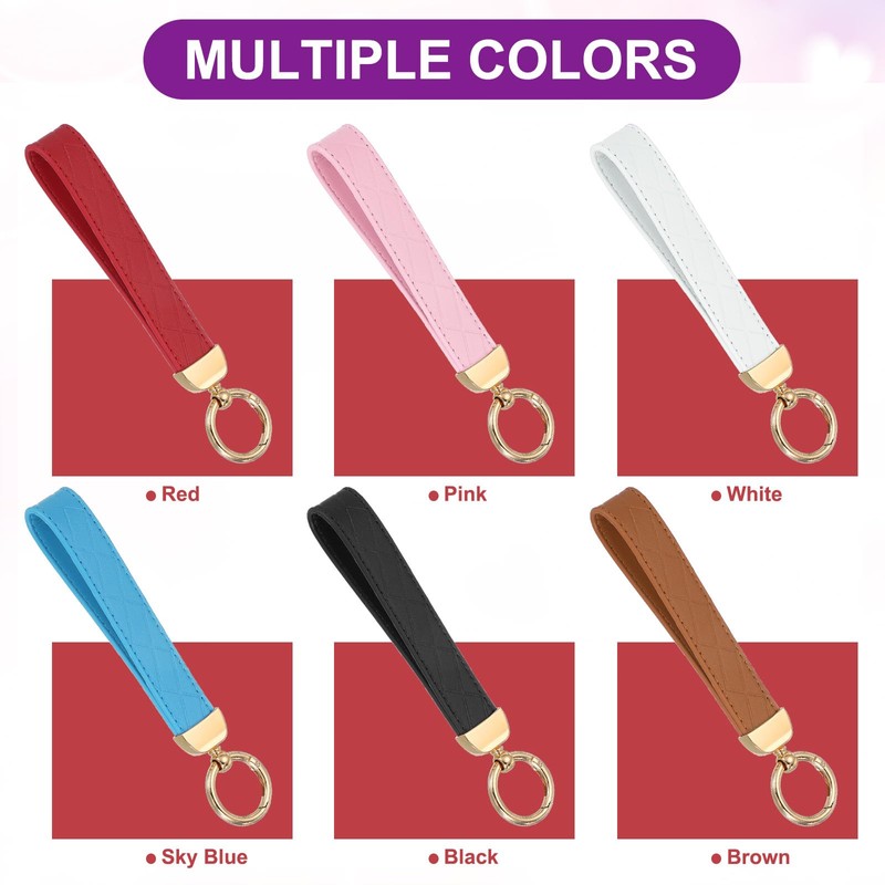 sourcing map Leather Wristlet Keychain Car Key Chain Wristlet for