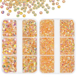 qiipii Transparent Champagne AB Resin Flatback Rhinestones for Crafting 3mm 4mm 5mm 6mm Flatback Jelly Stones Gems Crystals Diamonds Charms for Face Eyes Makeup Tumblers Bottles Crafts Decor Clothes