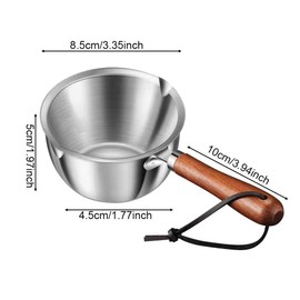 Butter Warmer Pot with Wooden Handle for Seafood, Mini Milk Warmer Pot Stainless Steel Milk Warmer for Coffee, Butter Melting Pot Small Heating Cookware Soup Wamer Pan(size:5.28oz/150ml)